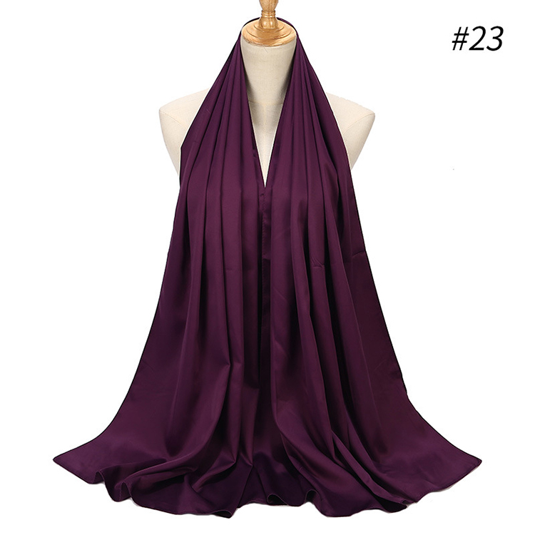 Pure color satin gear pearl chiffon headscarf