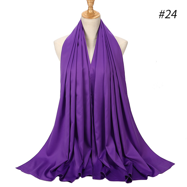 Pure color satin gear pearl chiffon headscarf