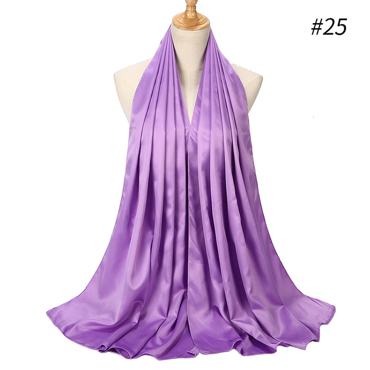 Pure color satin gear pearl chiffon headscarf