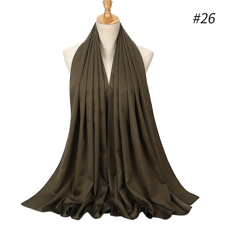 Pure color satin gear pearl chiffon headscarf