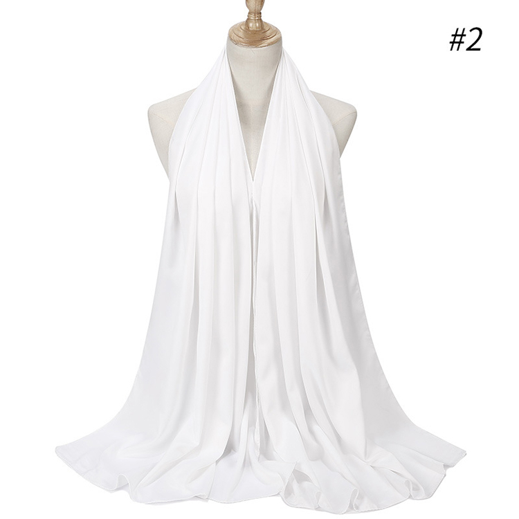 Pure color satin gear pearl chiffon headscarf
