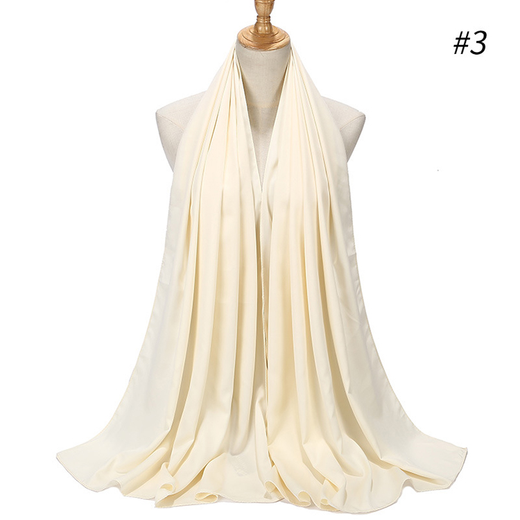 Pure color satin gear pearl chiffon headscarf