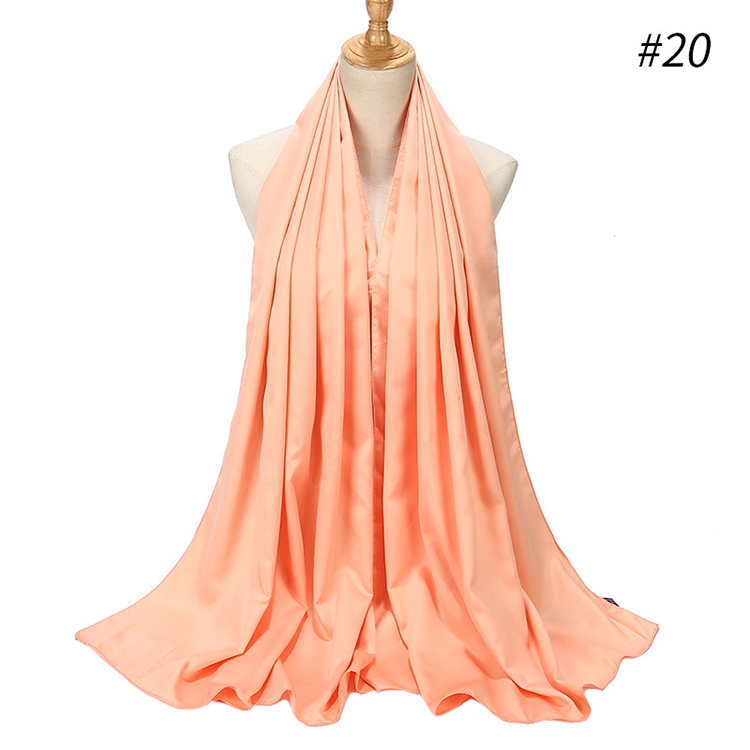 Pure color satin gear pearl chiffon headscarf