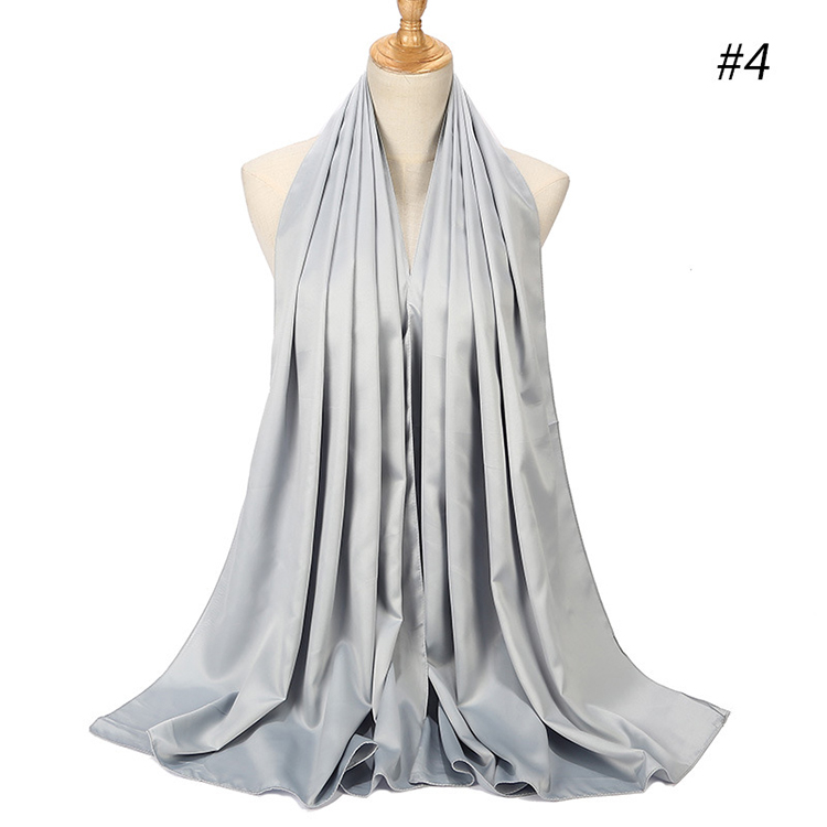 Pure color satin gear pearl chiffon headscarf