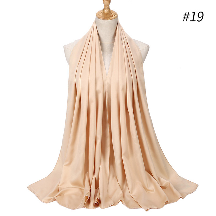 Pure color satin gear pearl chiffon headscarf