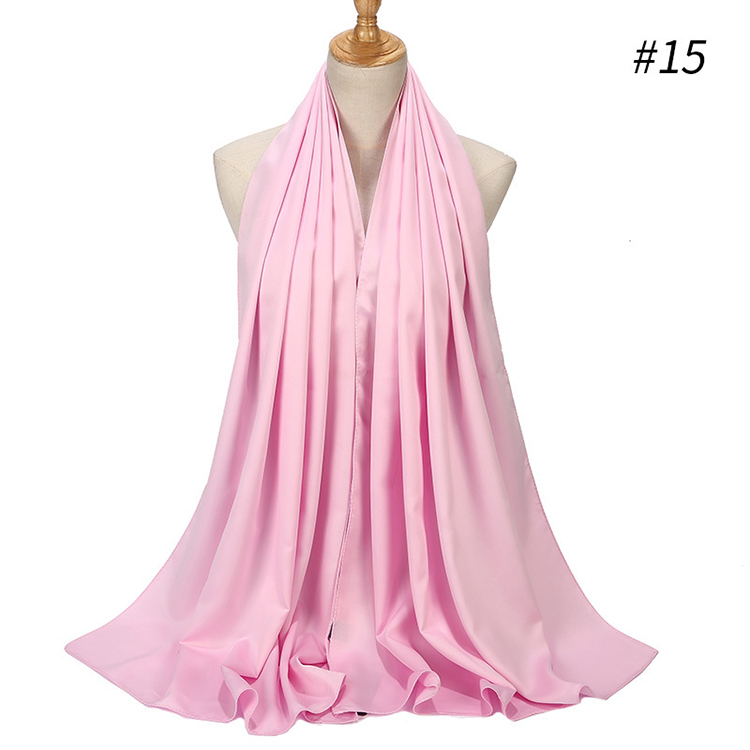 Pure color satin gear pearl chiffon headscarf