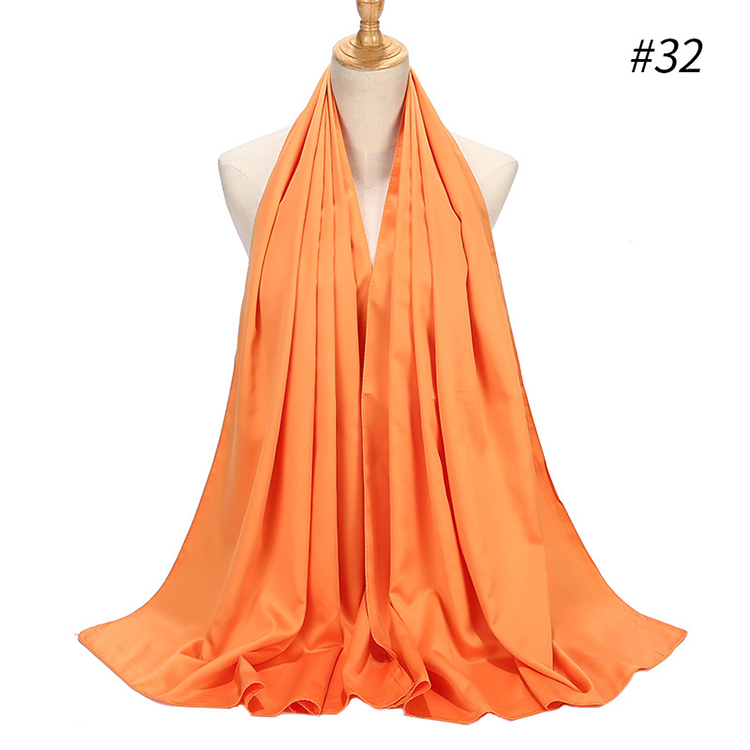 Pure color satin gear pearl chiffon headscarf
