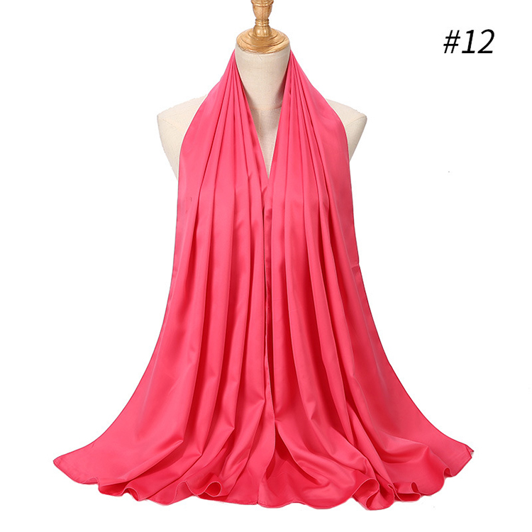 Pure color satin gear pearl chiffon headscarf
