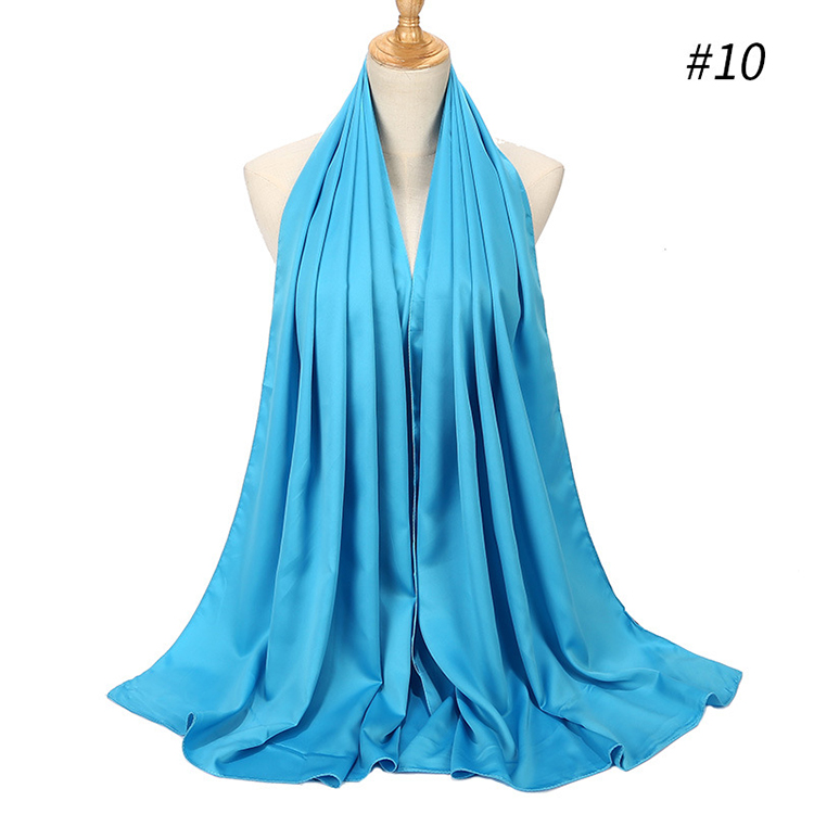 Pure color satin gear pearl chiffon headscarf