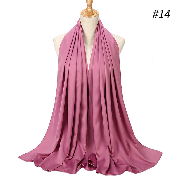 Pure color satin gear pearl chiffon headscarf