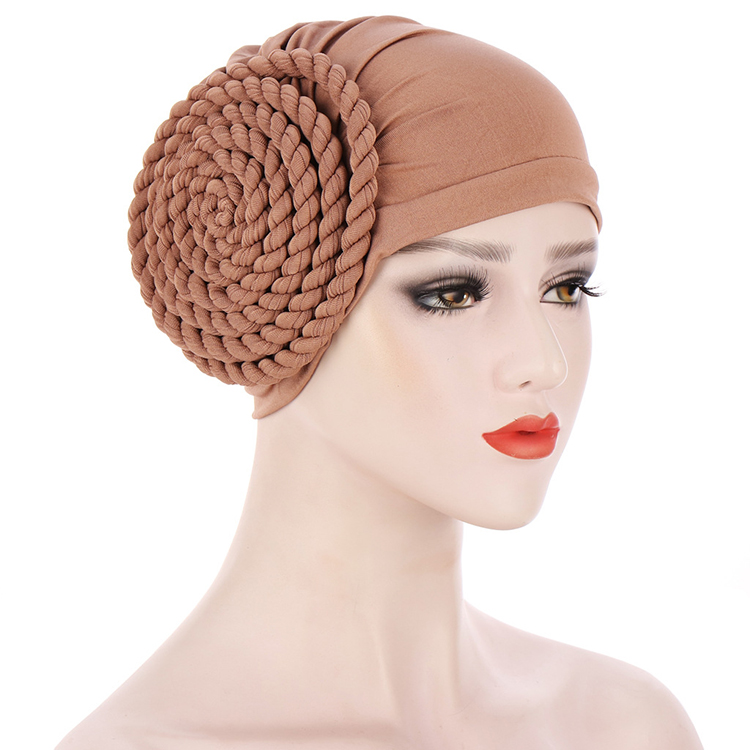 Wholesale muslim side braid monochrome headscarf