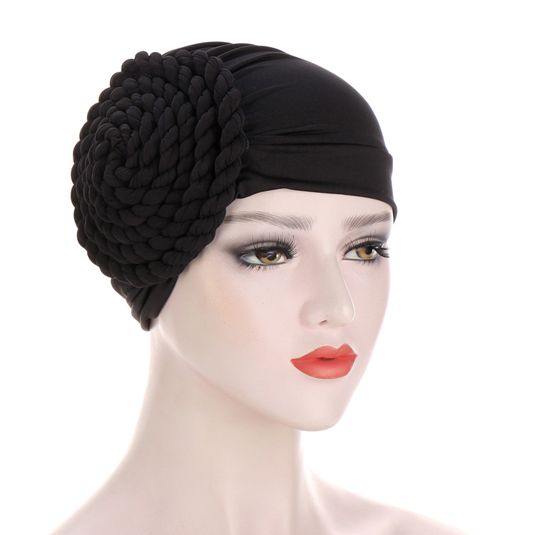 Wholesale muslim side braid monochrome headscarf
