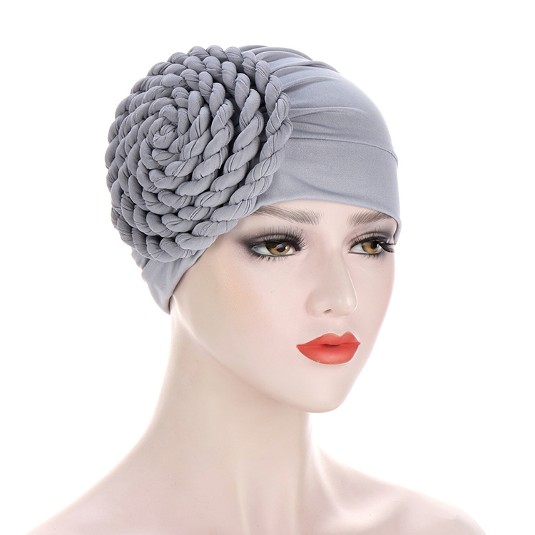 Wholesale muslim side braid monochrome headscarf