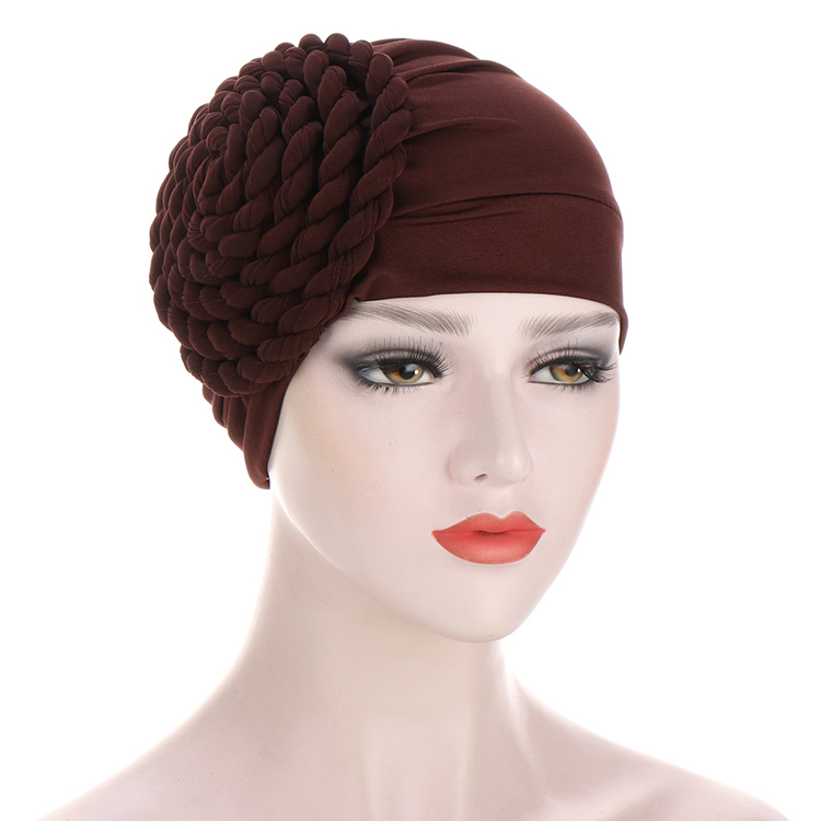 Wholesale muslim side braid monochrome headscarf