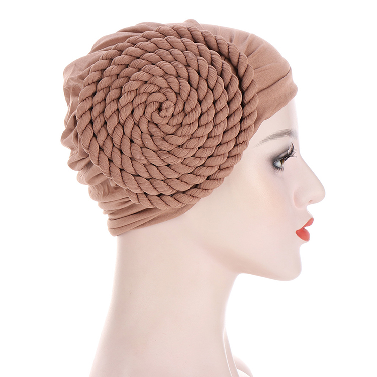 Wholesale muslim side braid monochrome headscarf