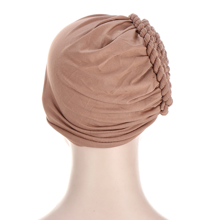 Wholesale muslim side braid monochrome headscarf