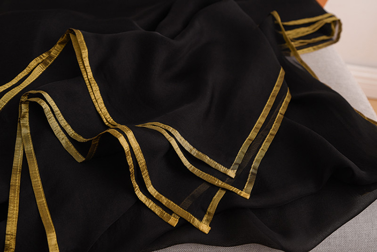 Ladies Black Phnom Penh 100% Silk Scarf Wholesale