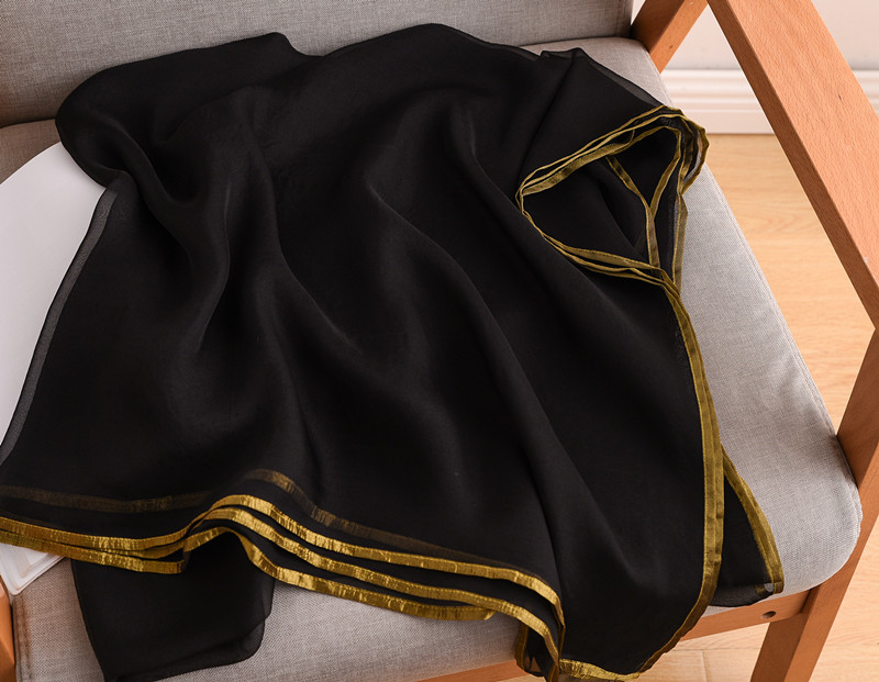 Ladies Black Phnom Penh 100% Silk Scarf Wholesale