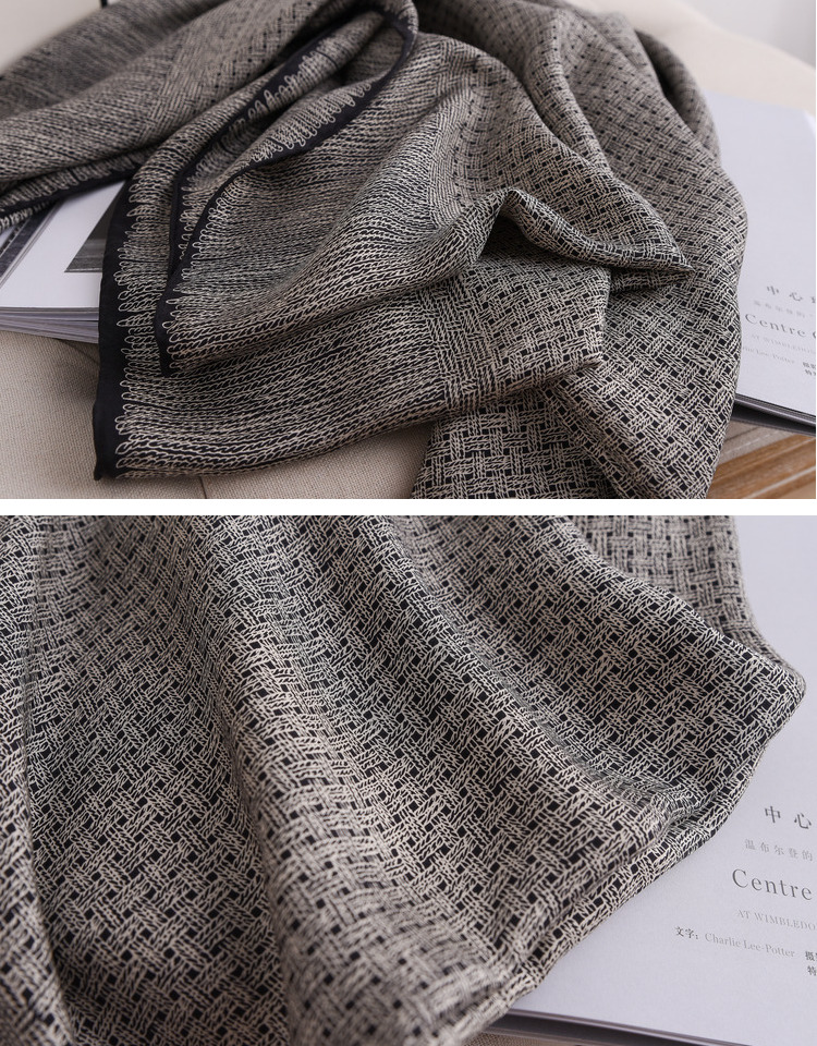 Wholesale twill weave curled 100% silk scarf