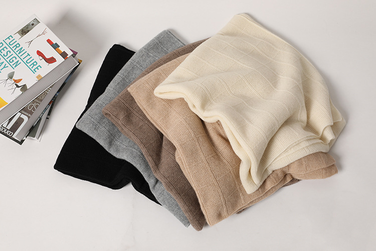 Wholesale winter solid color knitted 100% cashmere scarf