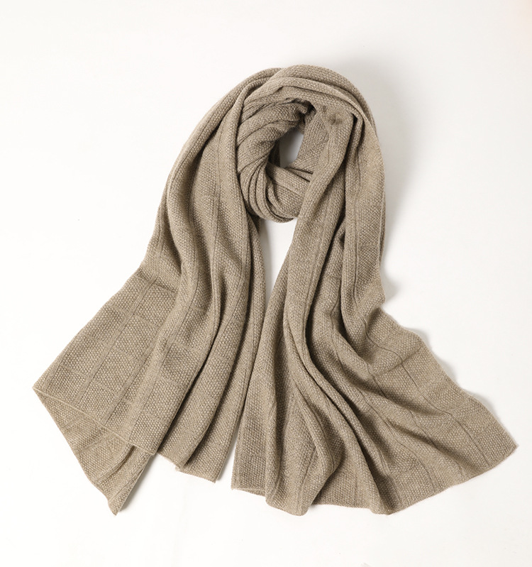 Wholesale winter solid color knitted 100% cashmere scarf