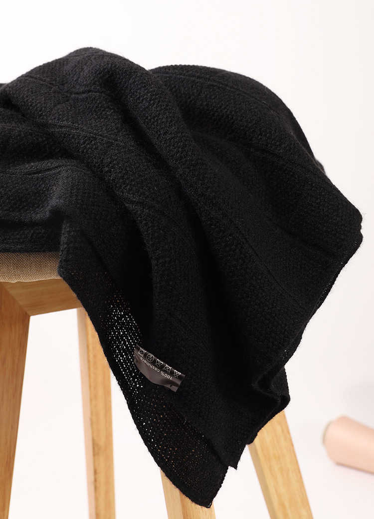 Wholesale winter solid color knitted 100% cashmere scarf