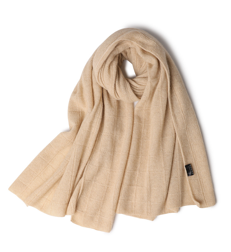 Wholesale winter solid color knitted 100% cashmere scarf