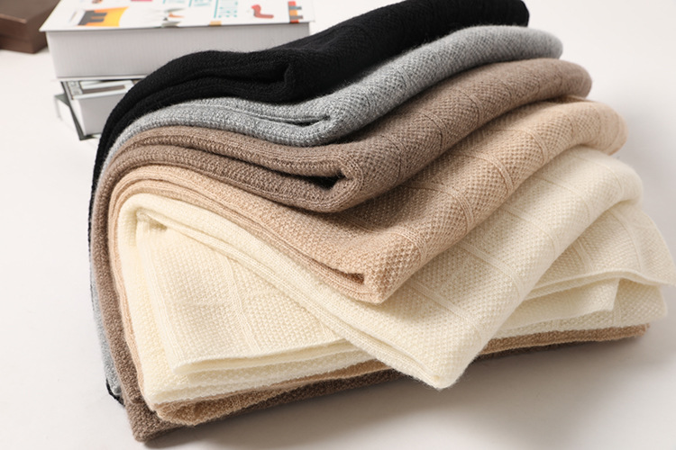 Wholesale winter solid color knitted 100% cashmere scarf