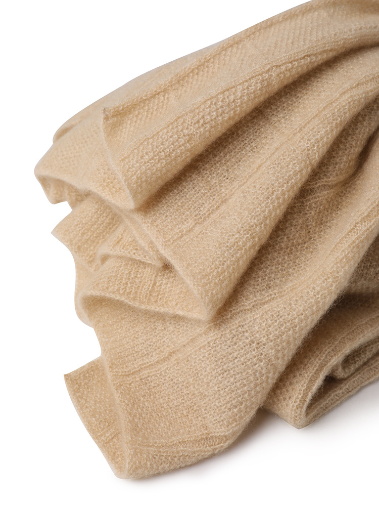 Wholesale winter solid color knitted 100% cashmere scarf