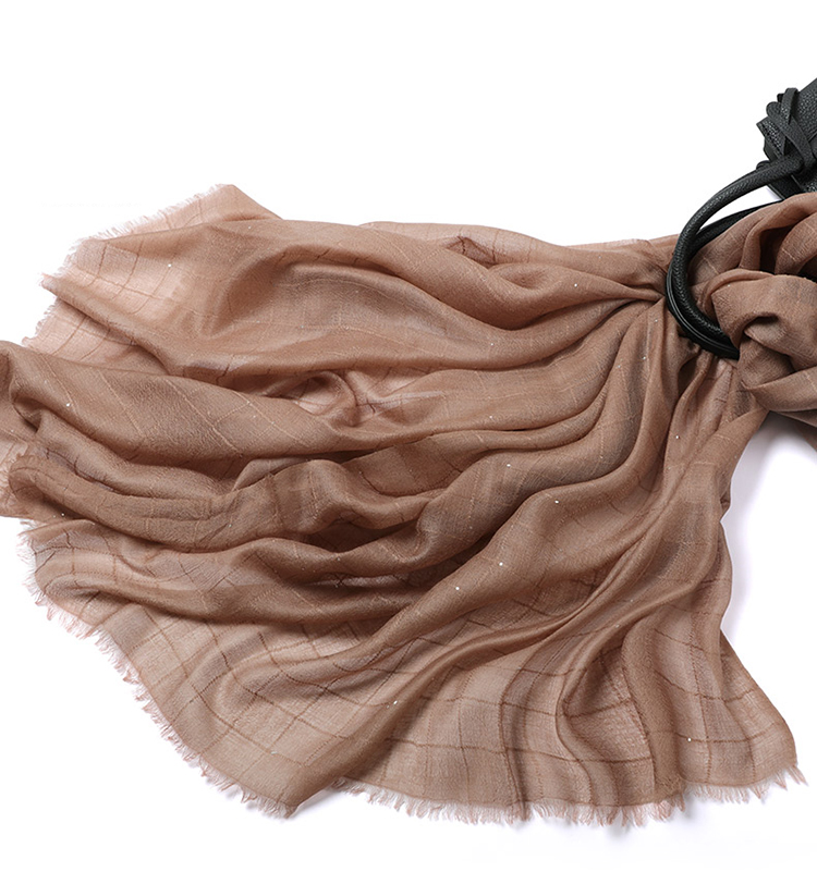 100% cashmere plaid sequined brown scarves