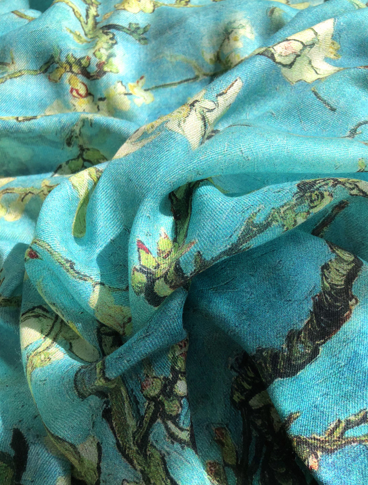 Apricot Flower Oil Painting Shawl Thickened 100% Cashmere Scarves