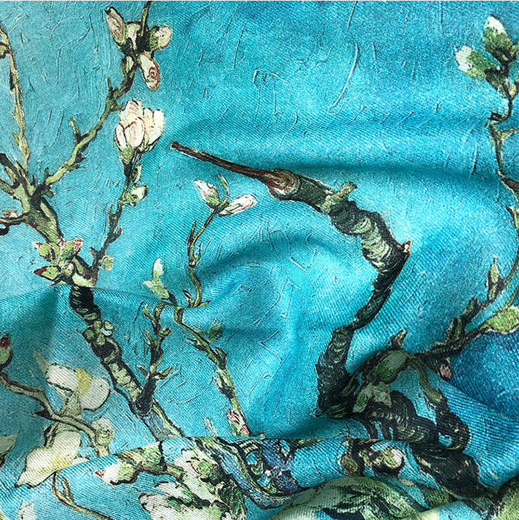 Apricot Flower Oil Painting Shawl Thickened 100% Cashmere Scarves