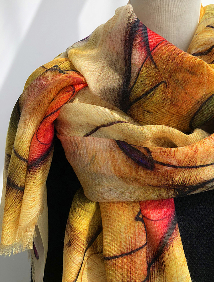 Long color annual ring shawl 100% cashmere scarf