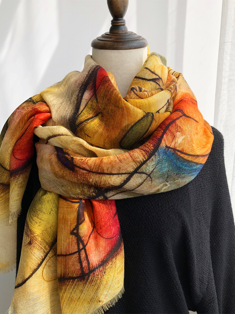 Long color annual ring shawl 100% cashmere scarf
