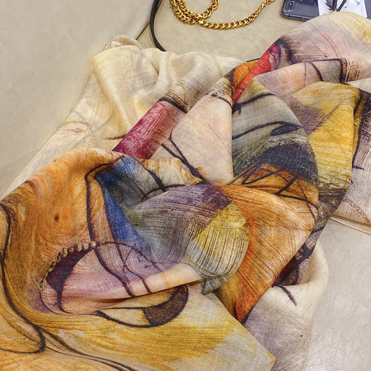 Long color annual ring shawl 100% cashmere scarf