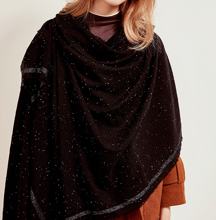 Black gold sequined 100% cashmere scarf wholesale