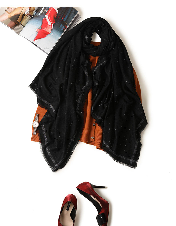 Black gold sequined 100% cashmere scarf wholesale
