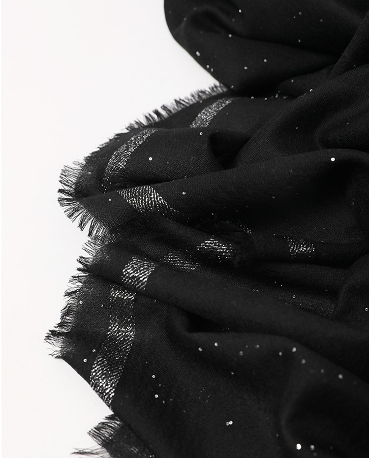 Black gold sequined 100% cashmere scarf wholesale
