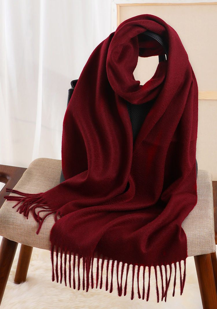Padded warm shawl pure color 100% cashmere scarf