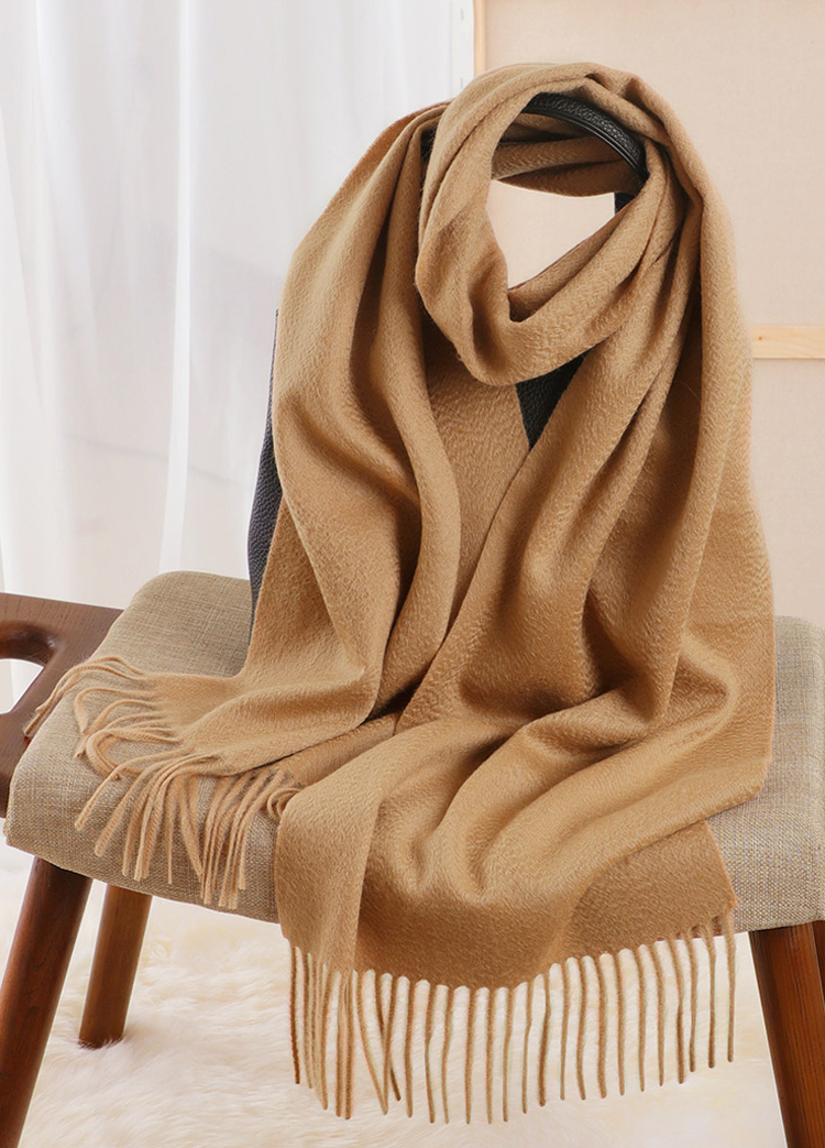 Padded warm shawl pure color 100% cashmere scarf