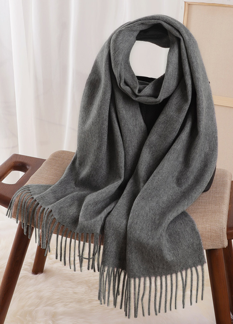 Padded warm shawl pure color 100% cashmere scarf