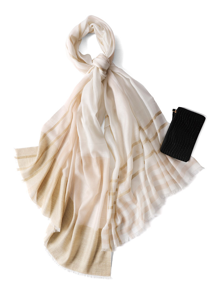 Wholesale printed gold wire check 100% cashmere scarf
