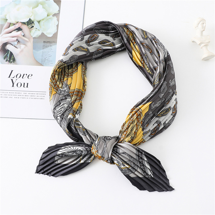 Color block cashew decorated silk scarf wholesale