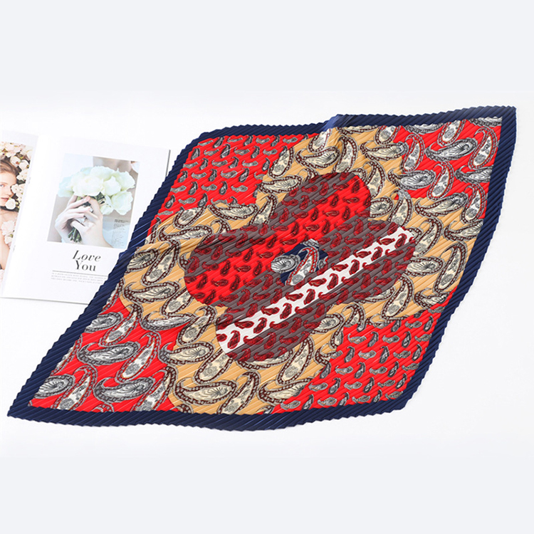 Color block cashew decorated silk scarf wholesale