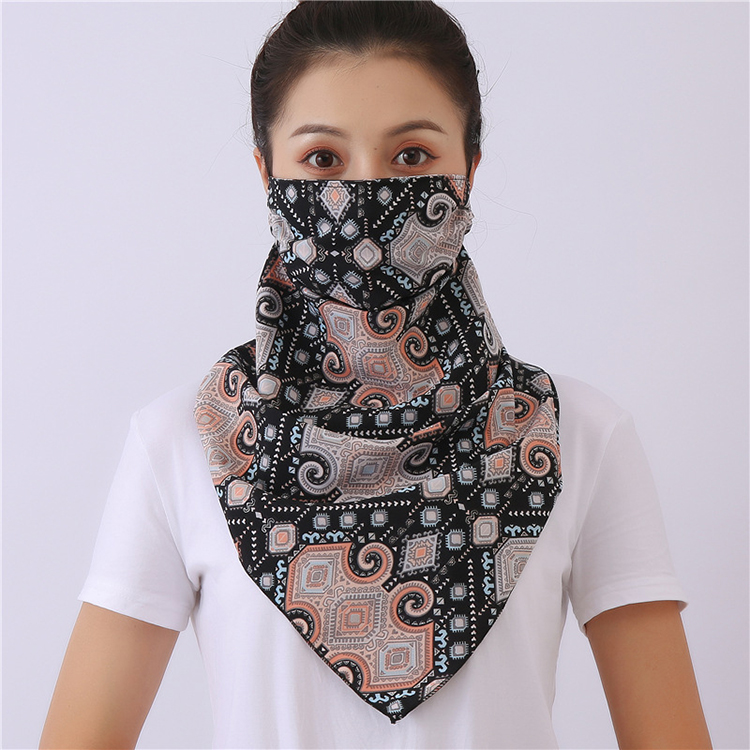 Double layer chiffon hanging ear mask scarf wholesale