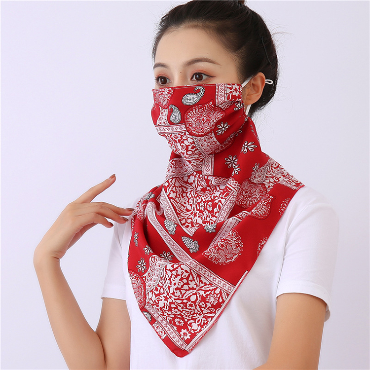 Double layer chiffon hanging ear mask scarf wholesale