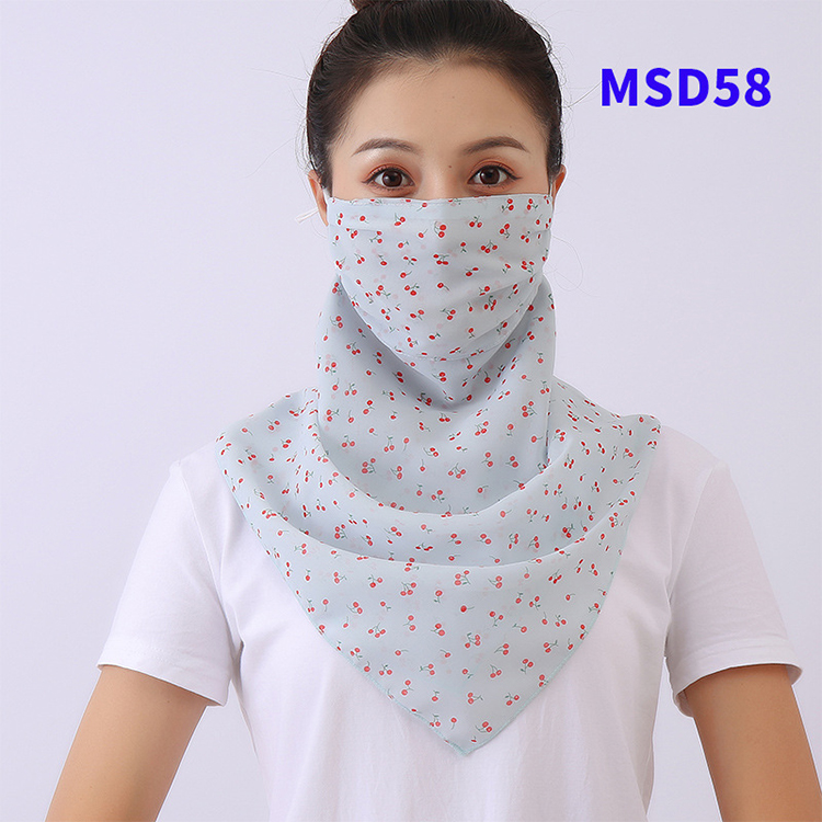 Double layer chiffon hanging ear mask scarf wholesale