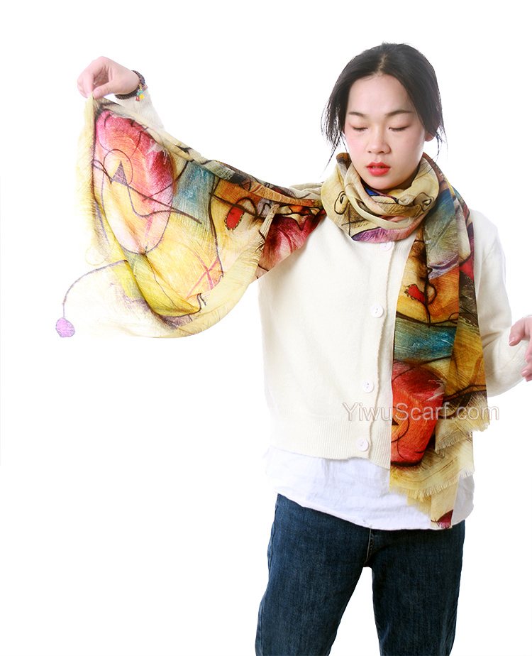 Long color annual ring shawl 100% cashmere scarf