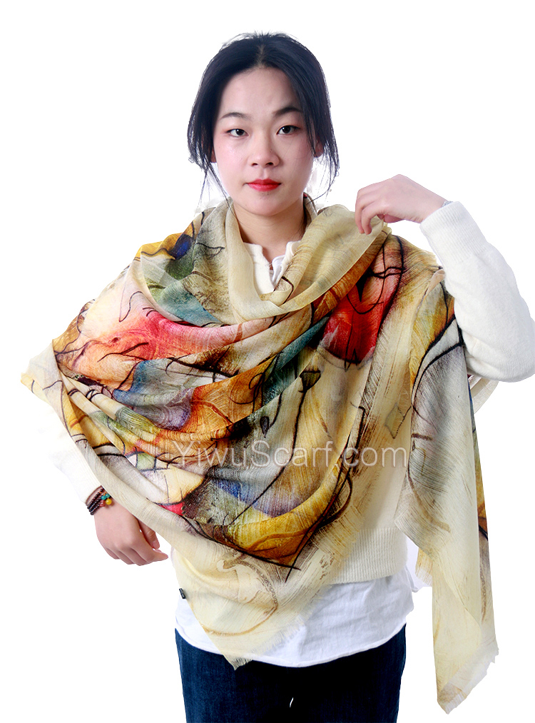 Long color annual ring shawl 100% cashmere scarf