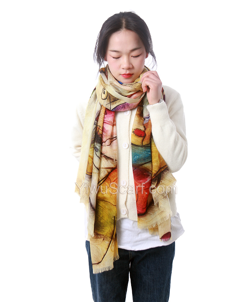 Long color annual ring shawl 100% cashmere scarf